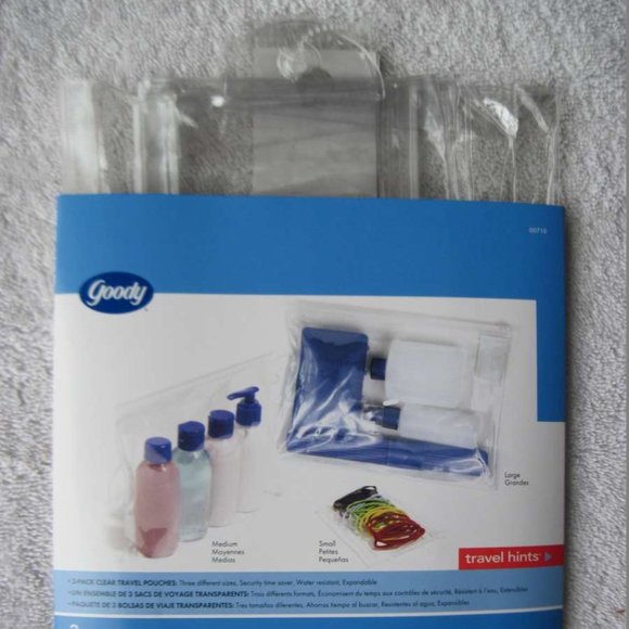 3 Pack Goody Clear Travel Pouch Set Different Sizes Carry Organize Store Protect - Picture 1 of 10